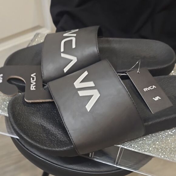 RVCA Logo Sport Slide Sandal- Black main image 5